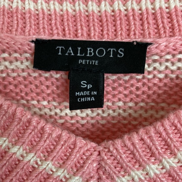 Talbots Striped Linen V Neck Sweater - Picture 2 of 8
